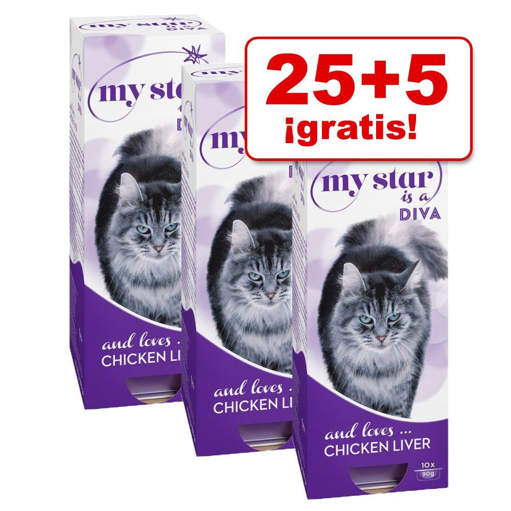 Image of My Star 30 x 85 / 90 g comida en tarrinas en oferta: 25 + 5 ¡gratis! - Big Boss con vacuno (bocaditos en salsa) - ¡NUEVO! 04260358516400