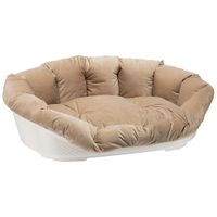 Set cesta de plástico Ferplast Siesta Deluxe blanca con funda de terciopelo - Set talla 6 - 70,5 x 52 x 23,5 cm (L x An x Al)